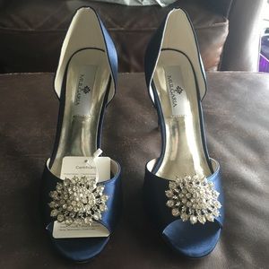Nina Midnight Blue Heels with Sparkling Embellishment